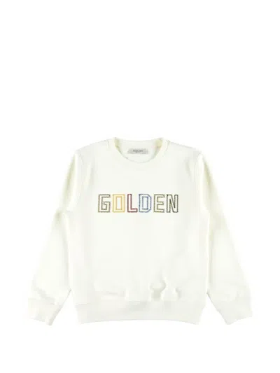 Golden Goose Embroidered Logo Sweatshirt For Kids In White