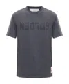 Golden Goose Green Crewneck T-shirt With Logo On The Front And Logo Patch On The Front In Gray