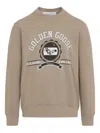 Golden Goose College Print Crewneck Cotton Sweatshirt In Neutral