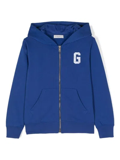 Golden Goose Kids' Logo Print Hoodie In Blue