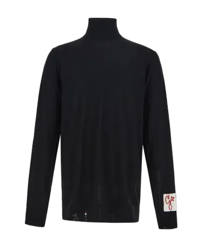 Golden Goose Logo Roll-neck Jumper In Black