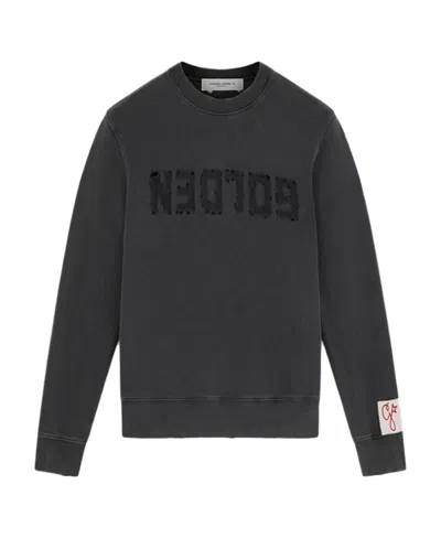 Golden Goose Cotton Sweatshirt With Logo Print In Gray