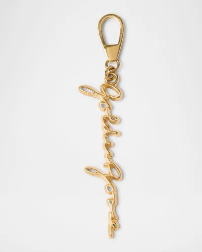 Golden Goose Logo Script Bag Charm In Gold