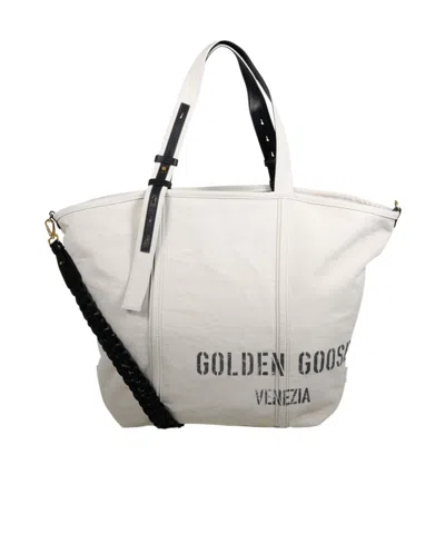Golden Goose Logo Shoulder Bag In White