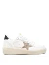 Golden Goose Women's Ball Star 2 Sneakers With Gold Glitter Star And Black Glitter Heel Tab In White