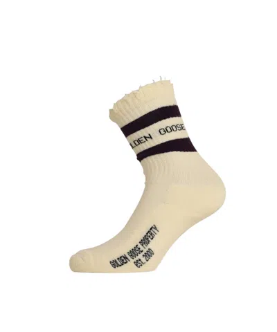 Golden Goose Logo Socks In Nude