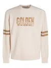 Golden Goose Journey Ms Crew Neck Sweatshirt Reverse Side Cotton Fleece With Print In Neutral