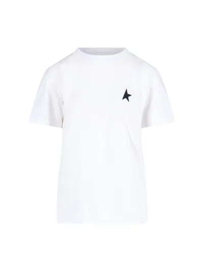 Golden Goose Logo T-shirt In Bianco E Nero