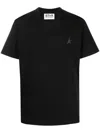Golden Goose Men Black Crewneck T-shirt With Star Detail On The Front In Cotton Man In Black