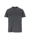 Golden Goose Grey Washed-out T-shirt With Logo Men In Gray