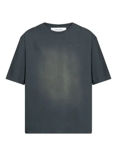 Golden Goose Gender Inclusive Journey Garment Dyed Logo T-shirt In Black