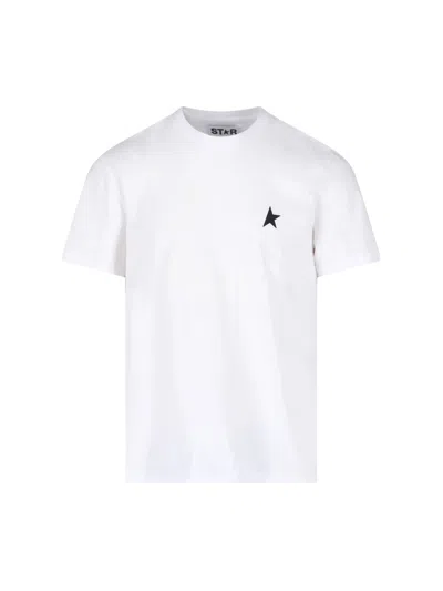 Golden Goose White T-shirt With Round Neck And One Star Logo Print On The Front In Cotton Man