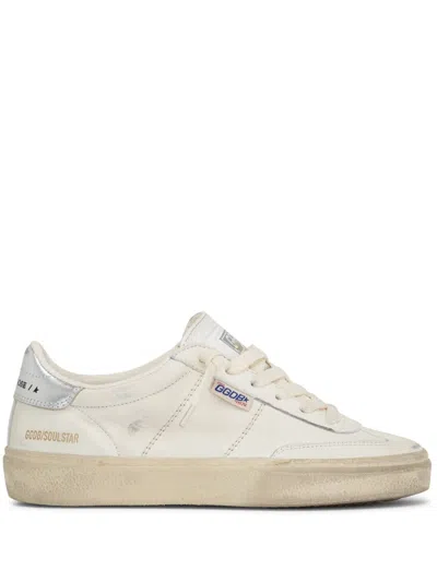 Golden Goose Logo Tag Lace-up Leather Sneakers In Nude