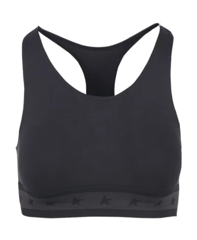 Golden Goose Logo-underband Racerback Crop Top In Black
