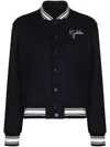 Golden Goose Logo Wool Bomber Jacket In Black