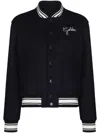 Golden Goose Dark Blue Virgin Wool Bomber Jacket In Blue