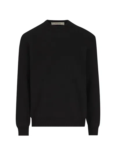 Golden Goose Maglia Regular Fit A Costine Con Patch Logo Sul Retro In Black