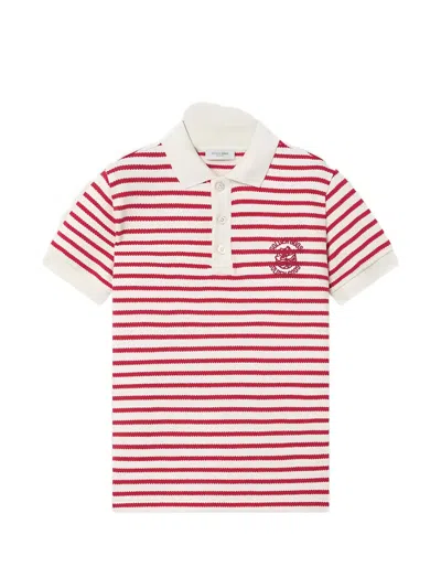 Golden Goose Kids' Logo-embroidered Polo Shirt In White