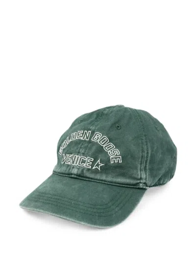 Golden Goose Logo-embroidered Star-patch Baseball Cap In Green