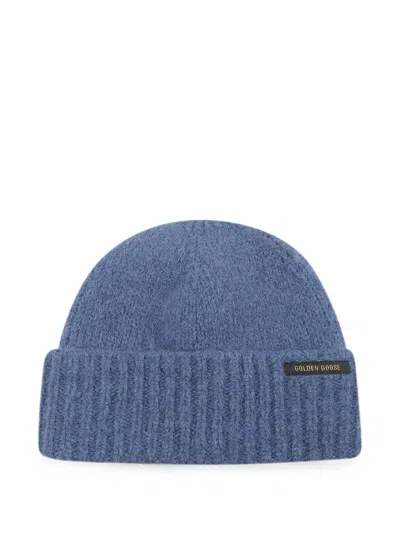 Golden Goose Logo-patch Beanie Hat In Blue