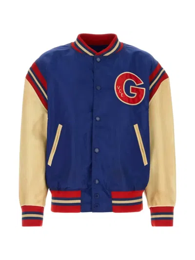 Golden Goose Vibrant Blue College Bomber Jacket With Contrasting Details