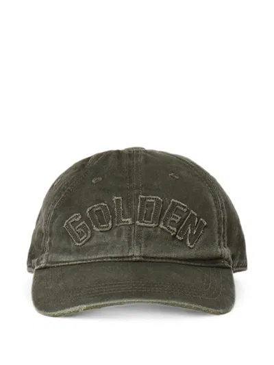 Golden Goose Logo-patch Distressed Baseball Cap In Green