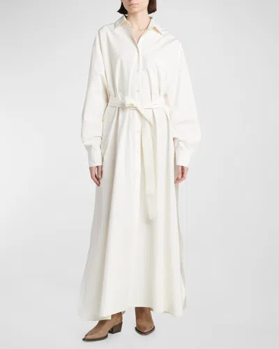 Golden Goose Long Belted Shirtdress In White