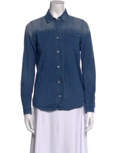 Pre-owned Golden Goose Long Sleeve Button-up Top In Blue