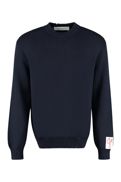 Golden Goose Long Sleeve Crew-neck Sweater In Blue