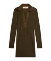 Golden Goose Lace-up Collared Knitted Mini Dress In Green