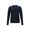 Golden Goose Long-sleeve Knit Polo Shirt In Blue