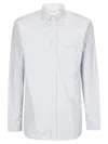 Golden Goose Light Blue Shirt With Classic Collar And All-over Striped Motif In Blue