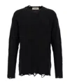 Golden Goose Journey Distressed Checkerboard Wool Sweater In Black