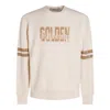 Golden Goose Ivory Cotton Sweatshirt With Contrasting Logo In Gray