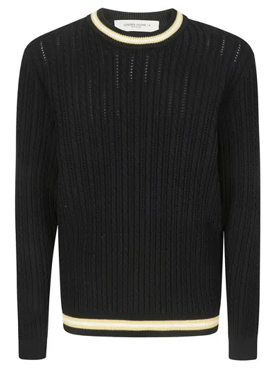 Golden Goose Cable Knit Cotton Sweater In Black