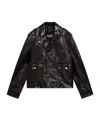Golden Goose Long-sleeved Leather Jacket In Black