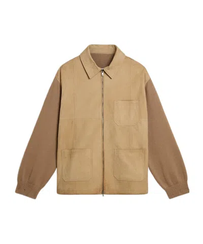 Golden Goose Long-sleeved Leather Jacket In Nude