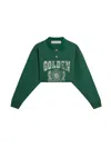 Golden Goose Journey Crop Graphic Polo Sweatshirt In Green