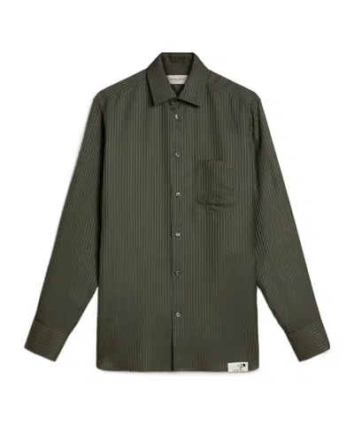 Golden Goose Pinstripe Buttoned-cuff Shirt In Green