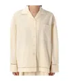 Golden Goose Texture Stripe Oversize Button-up Shirt In Nude