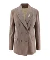 Golden Goose Double-breasted Feather-detail Jacket In Neutral