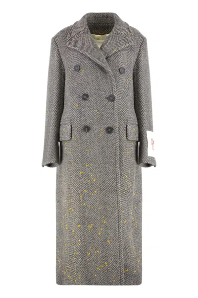 Golden Goose Long Wool Coat In Gray