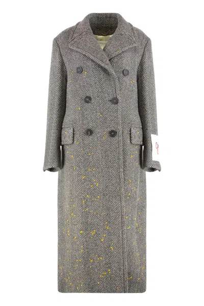 Golden Goose Long Wool Coat In Gray