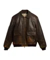 Golden Goose Louis Leather Aviator Jacket In Black