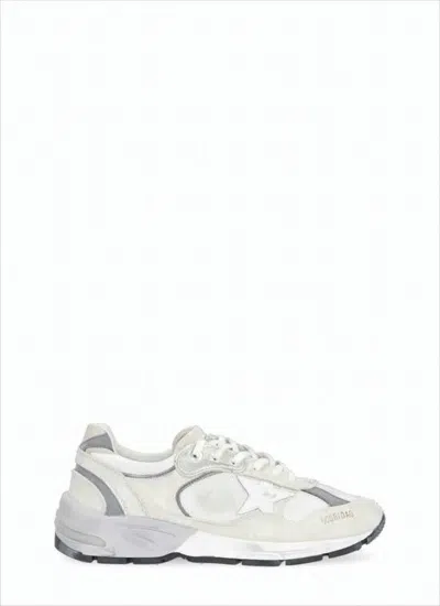 Golden Goose Low-profile White Sneakers With Distressed Finish And Star Emblem