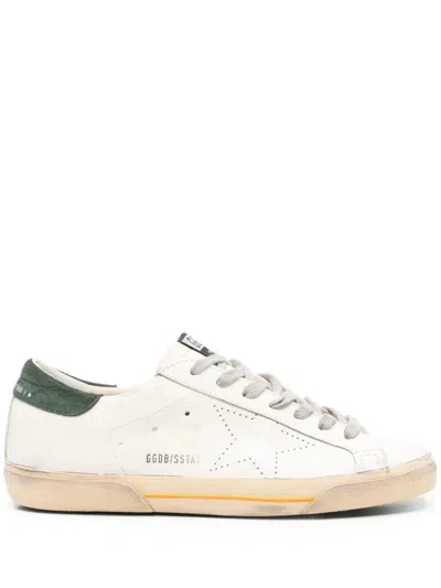 Golden Goose Low-top Distressed Leather Sneakers With Suede Heel Tab In White