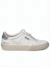 Golden Goose Low-top Distressed Sneakers With Glittery Heel Tab In White