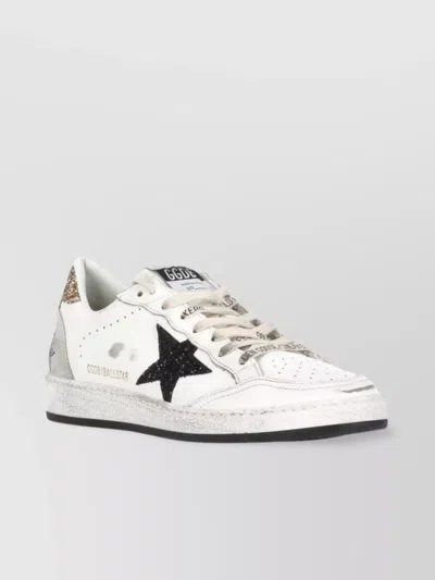 Golden Goose Low Top Leather Sneakers Glitter Detail In White