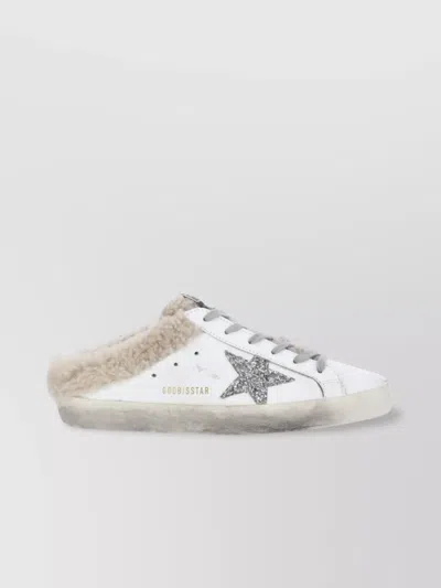 GOLDEN GOOSE LOW TOP ROUND TOE LEATHER SNEAKERS FUR