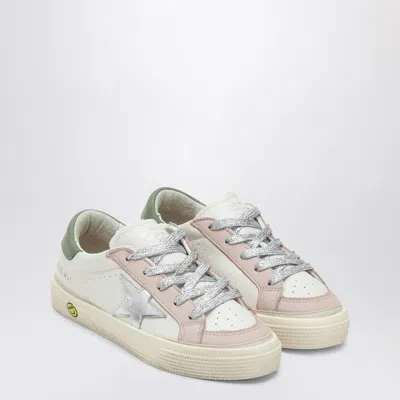 GOLDEN GOOSE LOW-TOP SNEAKER MAY WHITE/PINK/OLIVE GREEN
